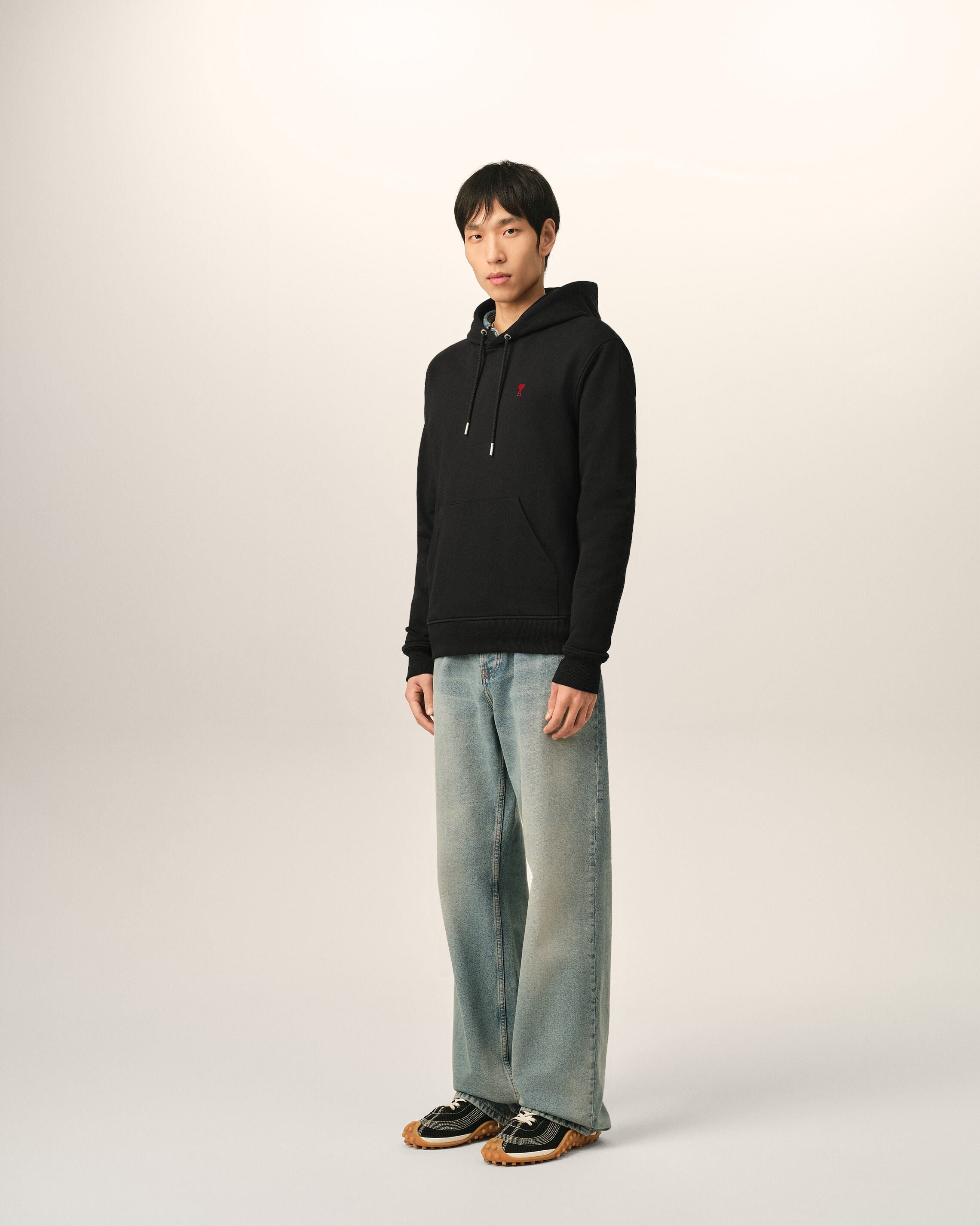 Ami Paris Ami de Coeur Unisex Cotton Hoodie Black