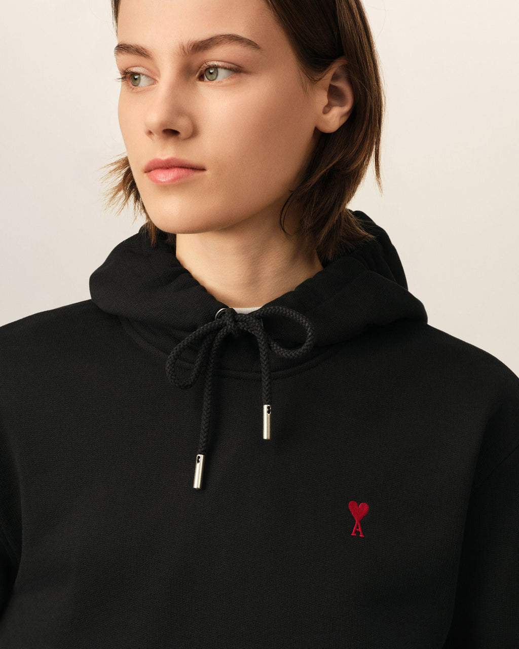 Ami Paris Ami de Coeur Unisex Cotton Hoodie Black