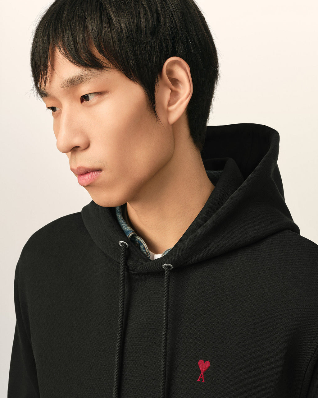 Ami Paris Ami de Coeur Unisex Cotton Hoodie Black